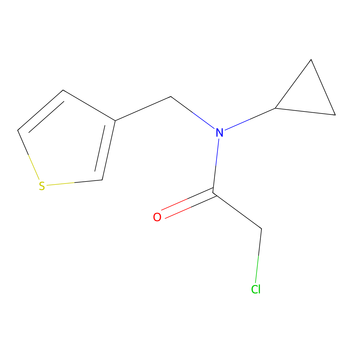 2-chloro-N-cyclopropyl-N-[(thiophen-3-yl)methyl]acetamide molecular structure, CAS 1197909-94-6