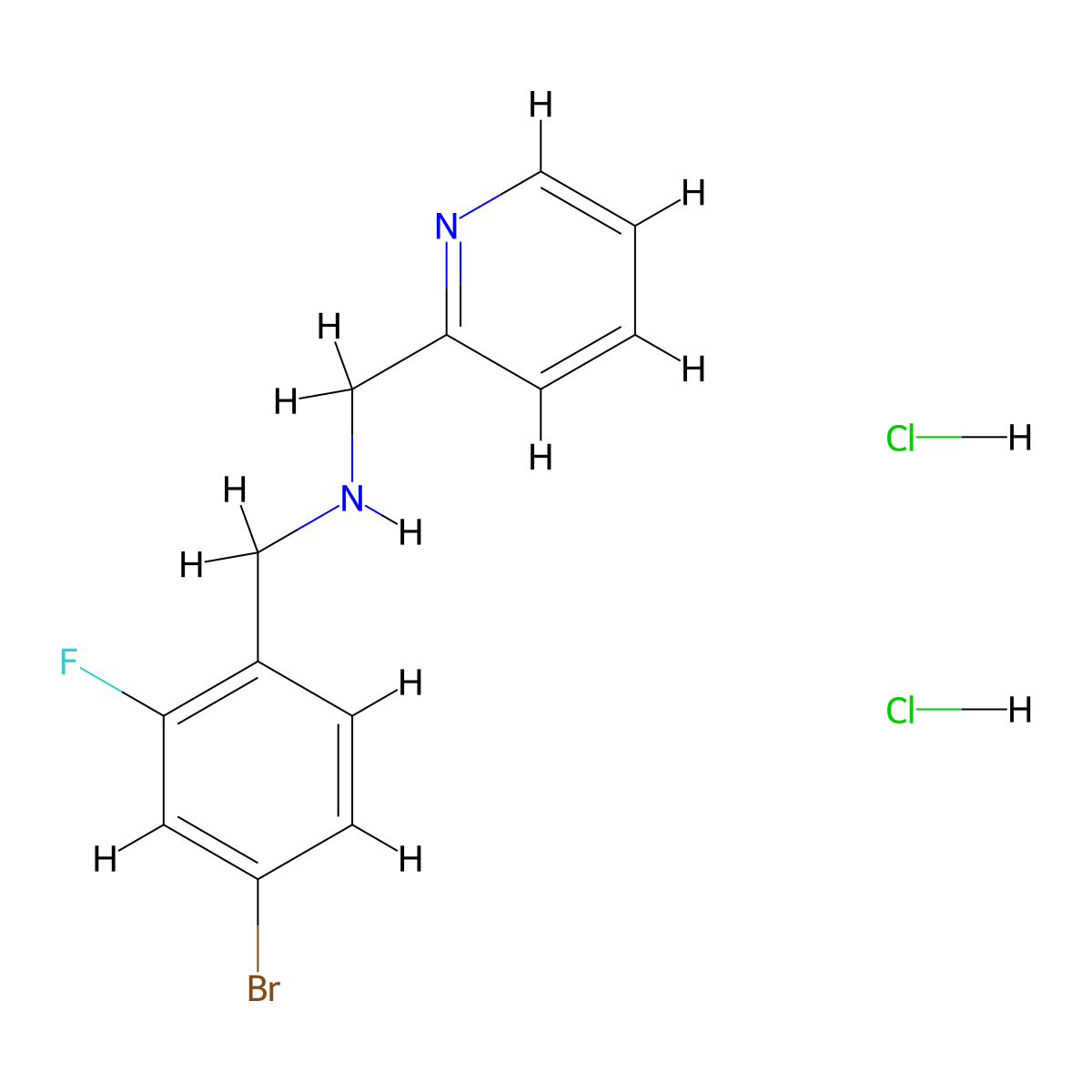 [(4-Bromo-2-fluorophenyl)methyl](pyridin-2-ylmethyl)amine dihydrochloride molecular structure, CAS 1197922-95-4