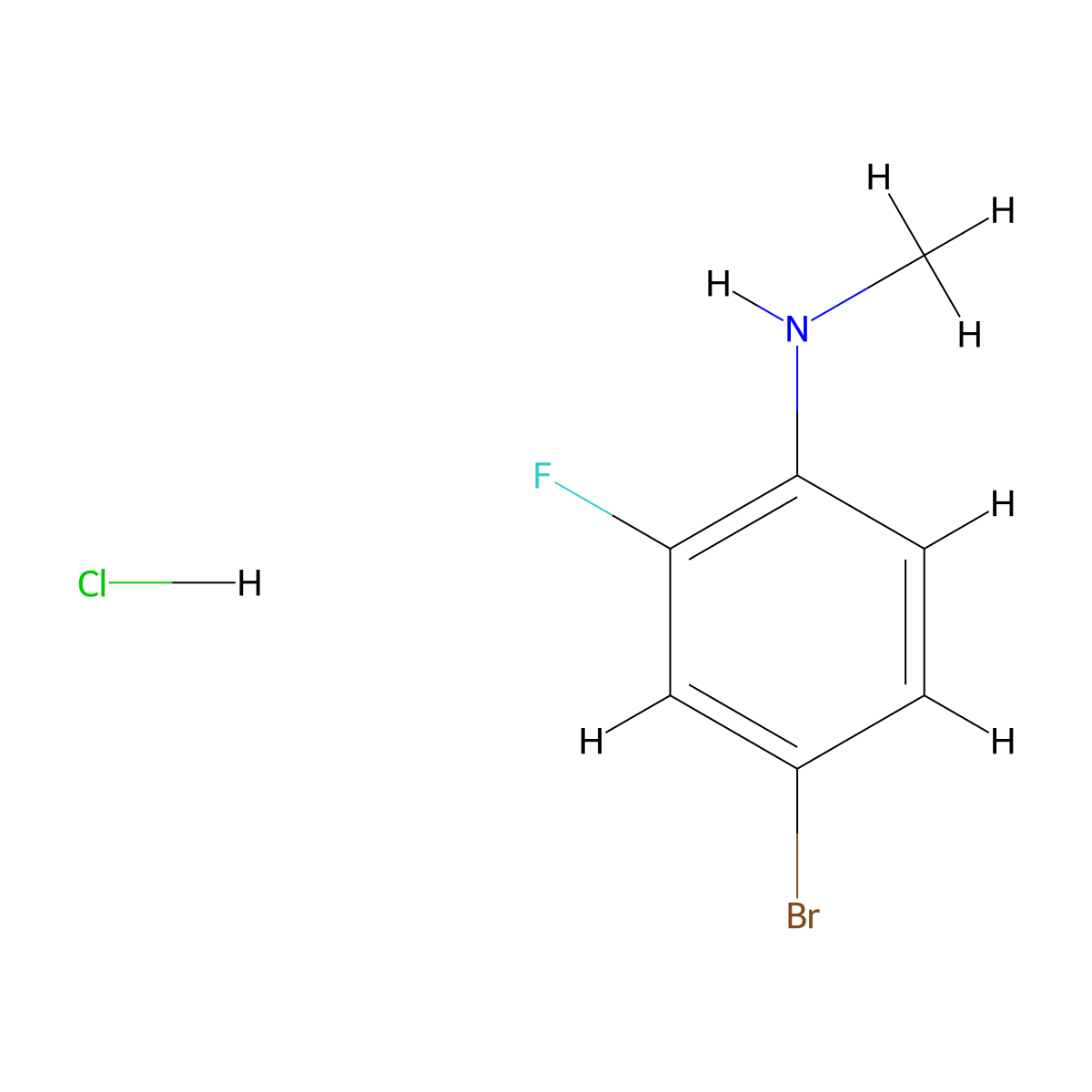 4-bromo-2-fluoro-N-methylaniline hydrochloride molecular structure, CAS 1197930-28-1