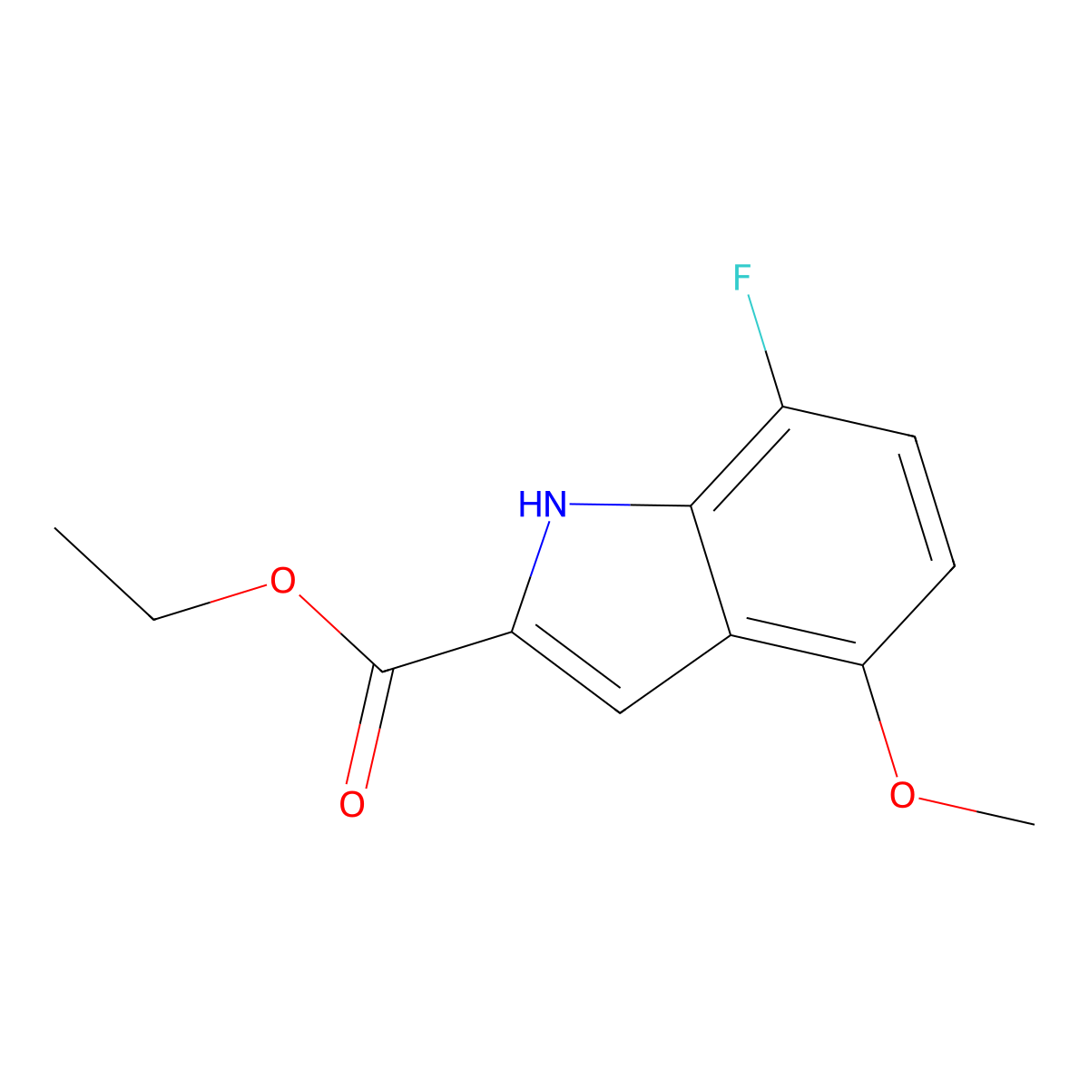 ethyl 7-fluoro-4-methoxy-1H-indole-2-carboxylate molecular structure, CAS 1197943-55-7