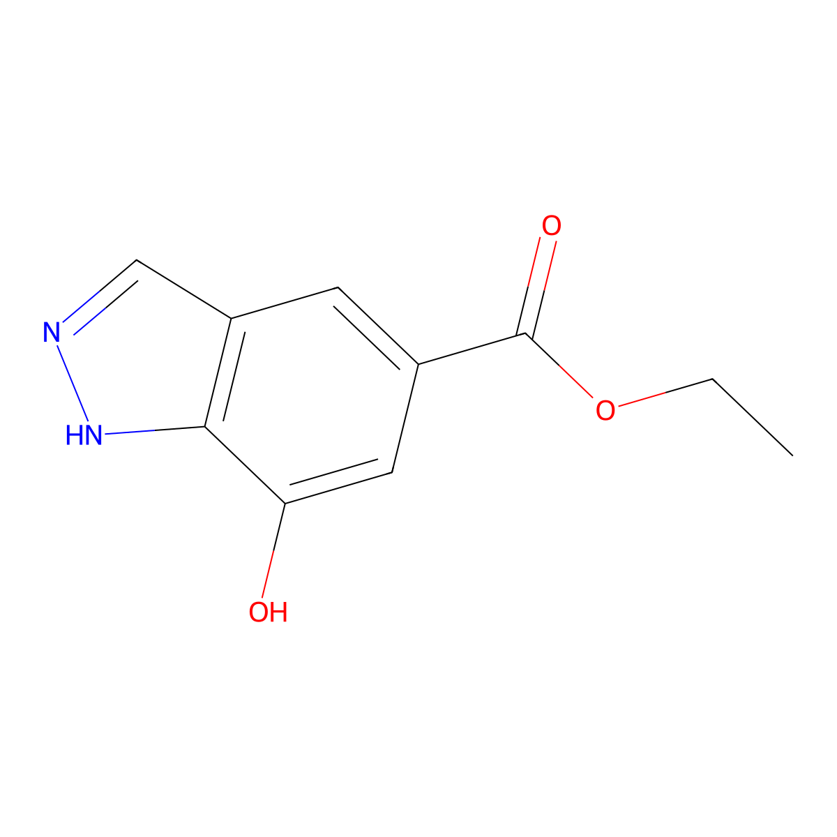 Ethyl 7-hydroxy-1H-indazole-5-carboxylate molecular structure, CAS 1197944-13-0