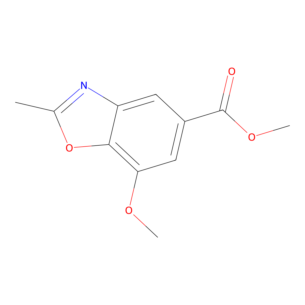 Methyl 7-methoxy-2-methyl-1,3-benzoxazole-5-carboxylate molecular structure, CAS 1197944-26-5