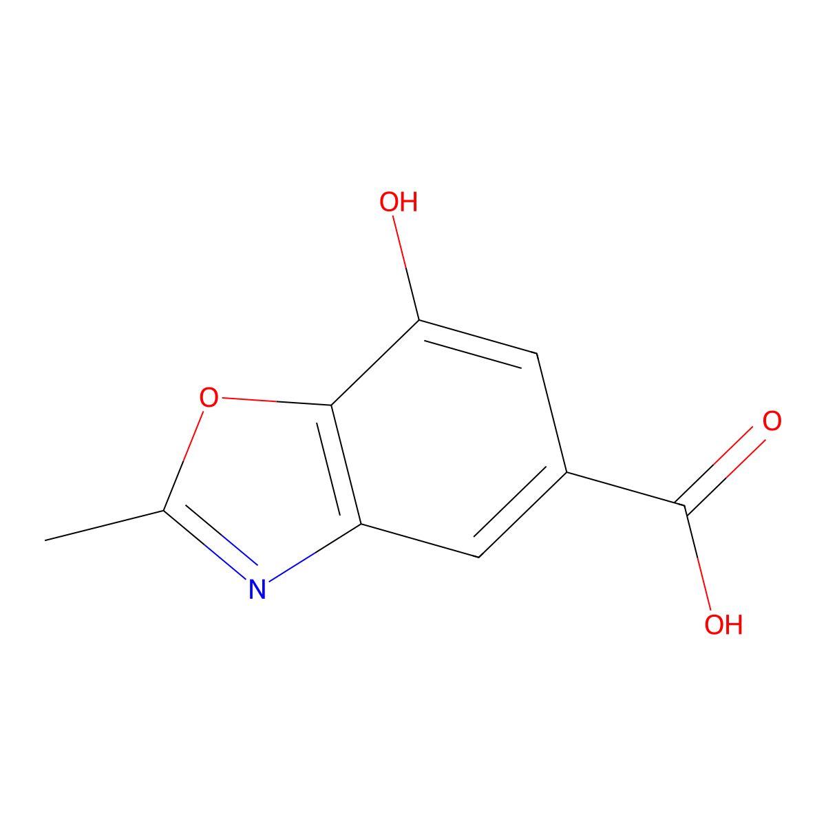 7-Hydroxy-2-methyl-1,3-benzoxazole-5-carboxylic acid molecular structure, CAS 1197944-27-6