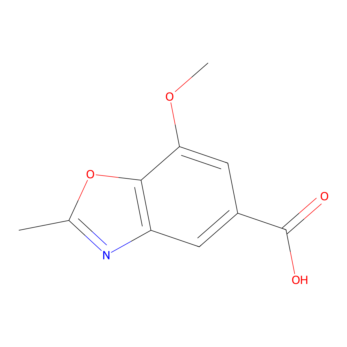 7-Methoxy-2-methyl-1,3-benzoxazole-5-carboxylic acid molecular structure, CAS 1197944-61-8