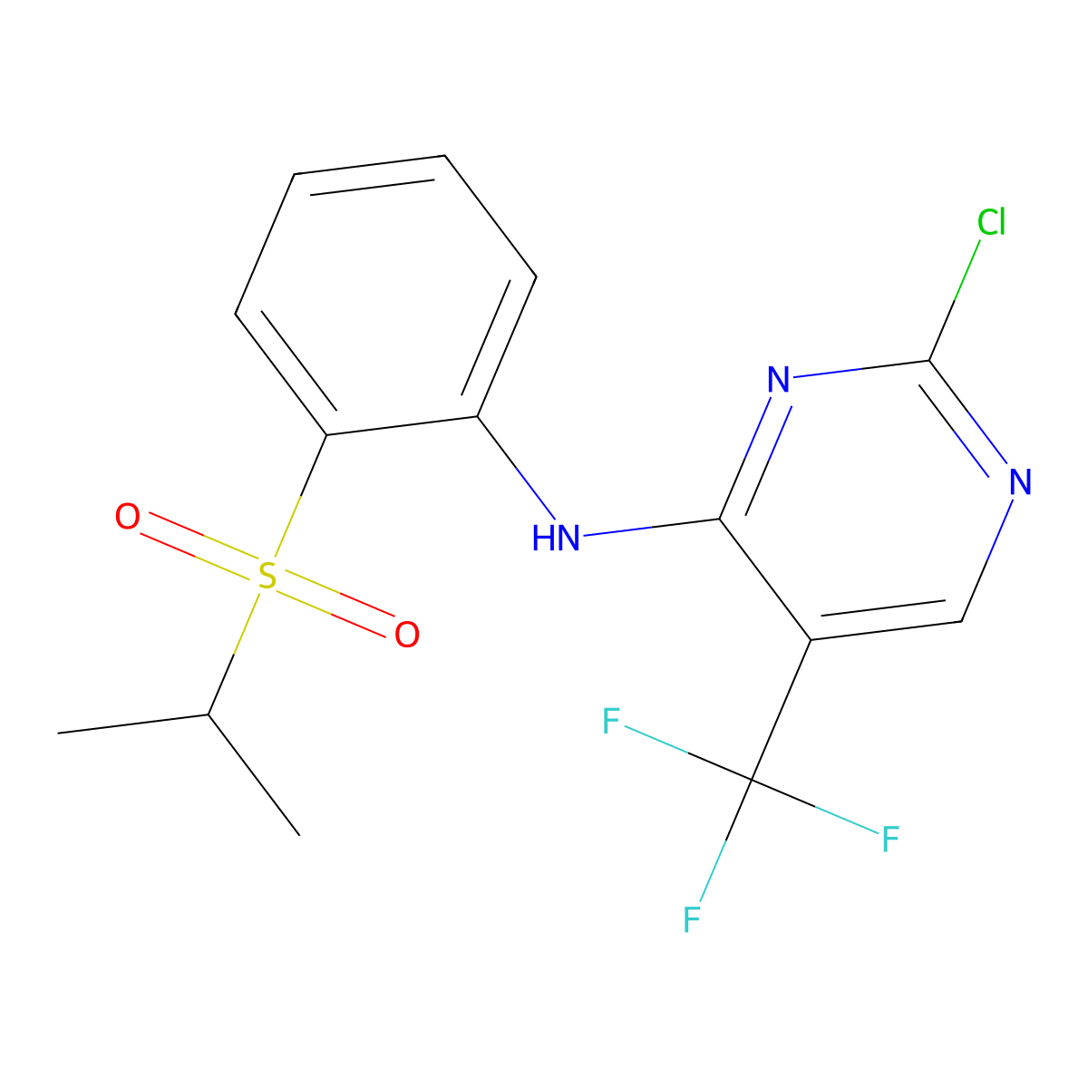 2-Chloro-N-(2-(isopropylsulfonyl)phenyl)-5-(trifluoromethyl)pyrimidin-4-amine molecular structure, CAS 1197956-09-4