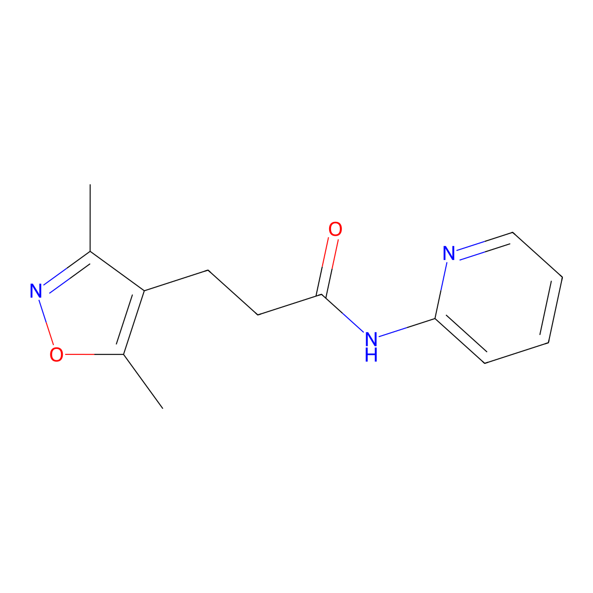 3-(3,5-dimethyl-1,2-oxazol-4-yl)-N-(pyridin-2-yl)propanamide molecular structure, CAS 1197961-21-9