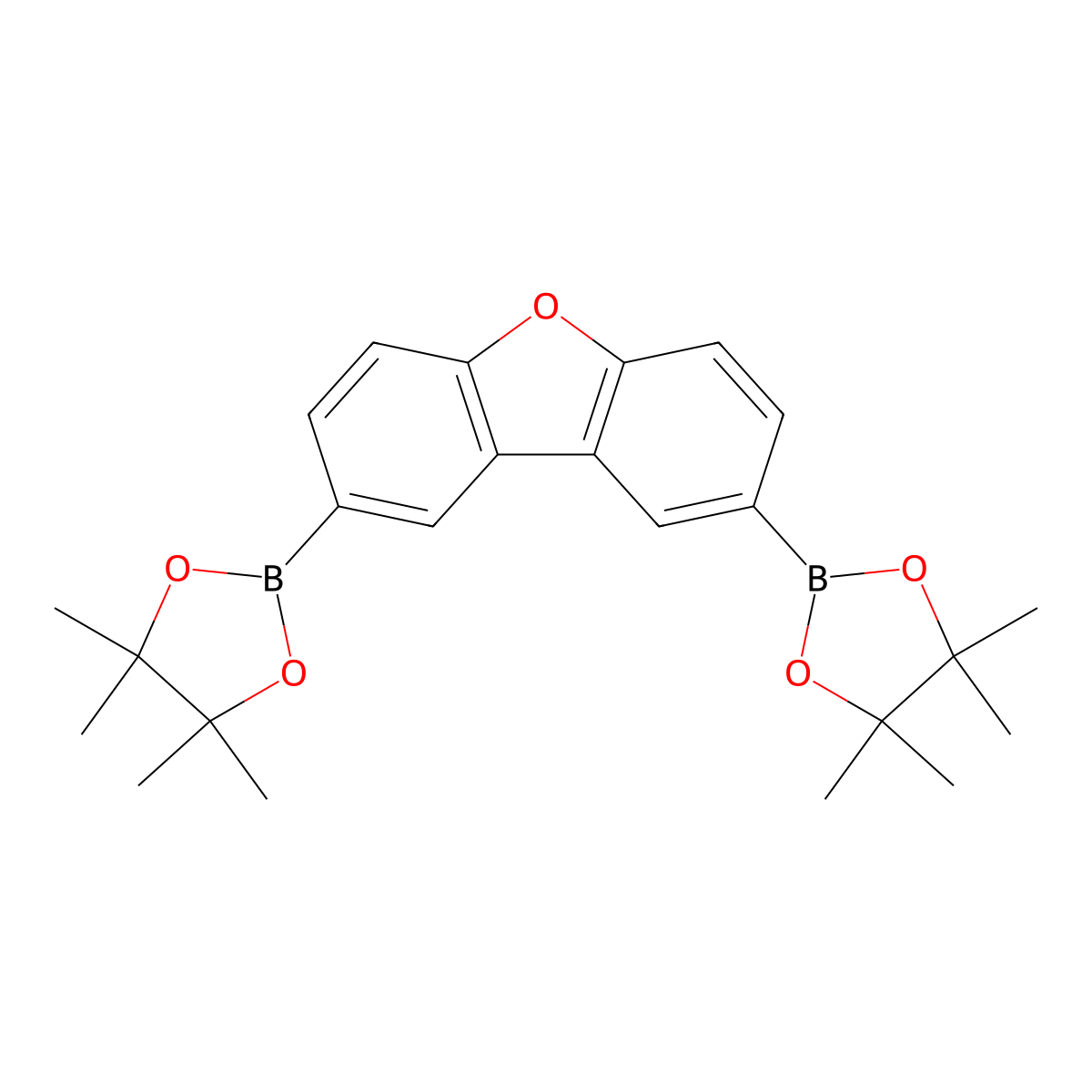 2,8-Bis(4,4,5,5-tetramethyl-1,3,2-dioxaborolan-2-yl)dibenzo[b,d]furan molecular structure, CAS 1197989-83-5