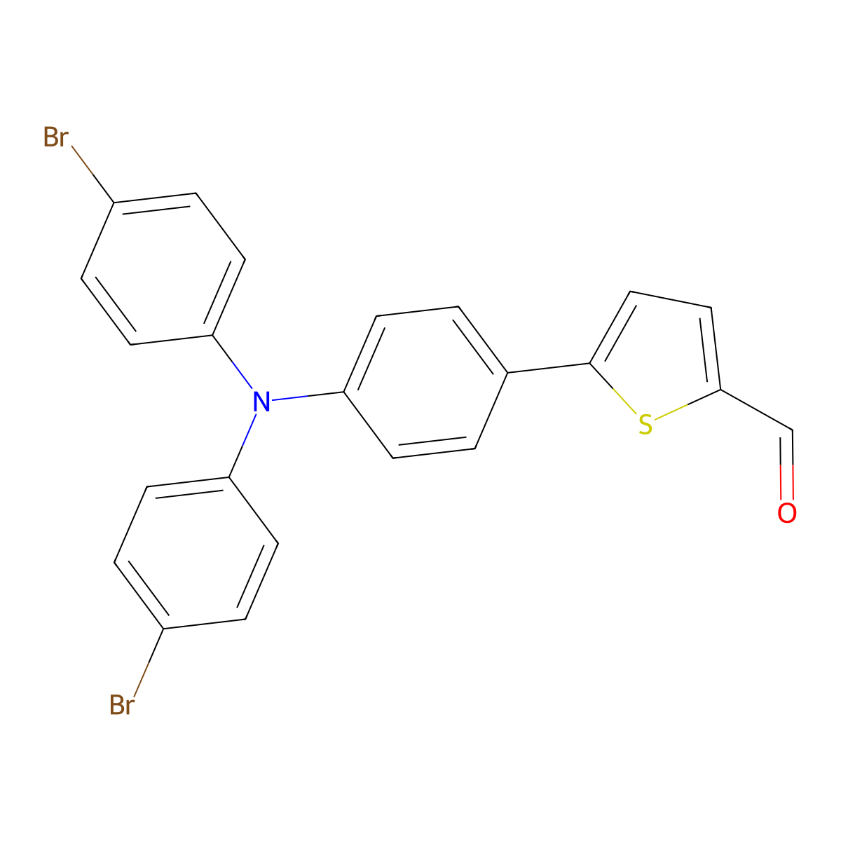 5-(4-(Bis(4-bromophenyl)amino)phenyl)thiophene-2-carbaldehyde molecular structure, CAS 1197992-32-7