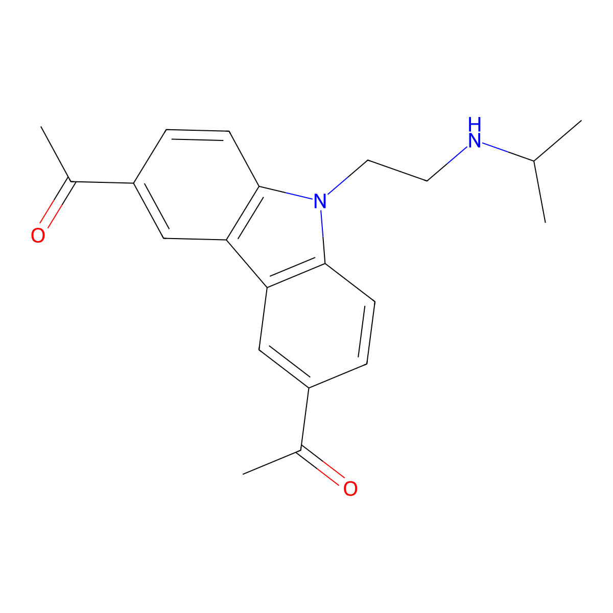 1,1'-(9-(2-((1-Methylethyl)amino)ethyl)-9H-carbazole-3,6-diyl)bis(ethanone) molecular structure, CAS 1197996-80-7
