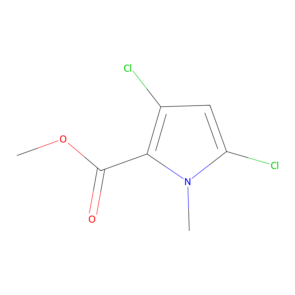 methyl 3,5-dichloro-1-methyl-1H-pyrrole-2-carboxylate molecular structure, CAS 1198-07-8