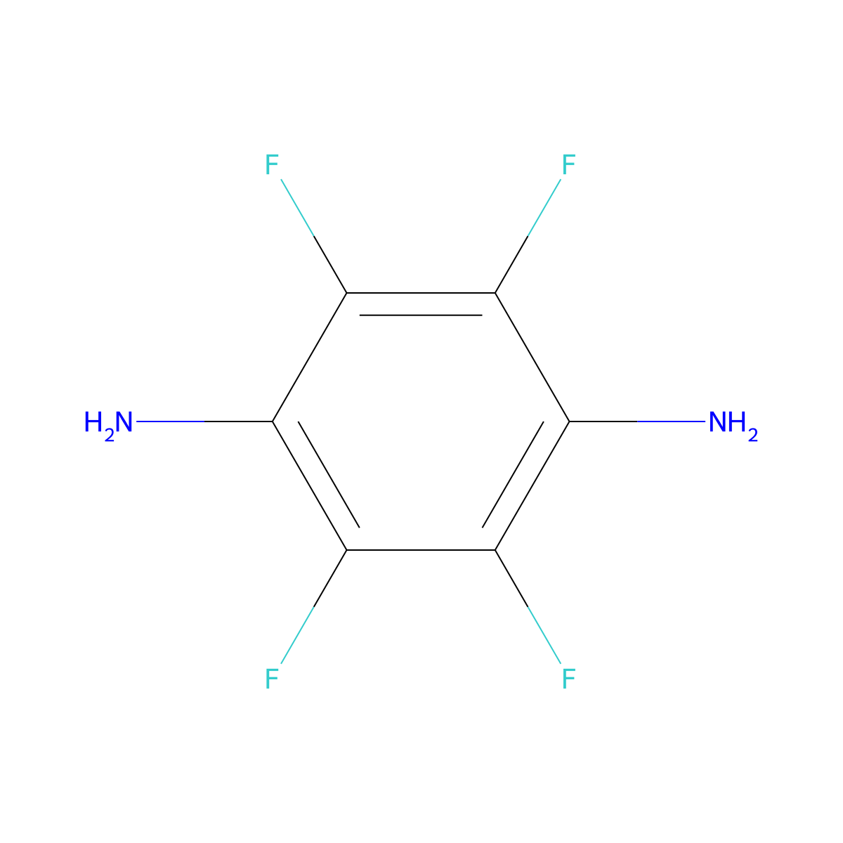 1,4-Benzenediamine, 2,3,5,6-tetrafluoro- molecular structure, CAS 1198-64-7