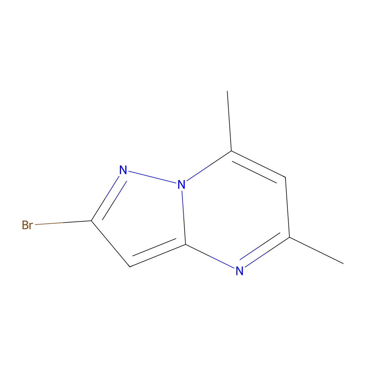 2-Bromo-5,7-dimethylpyrazolo(1,5-a)pyrimidine molecular structure, CAS 1198-78-3