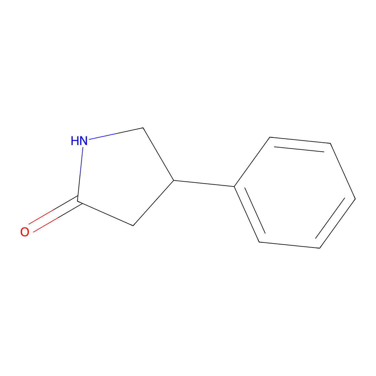 4-Phenyl-2-pyrrolidinone molecular structure, CAS 1198-97-6