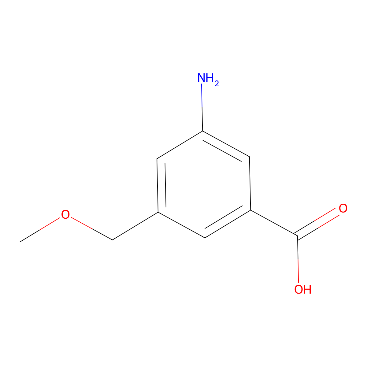 3-Amino-5-(methoxymethyl)benzoic acid molecular structure, CAS 1198006-37-9