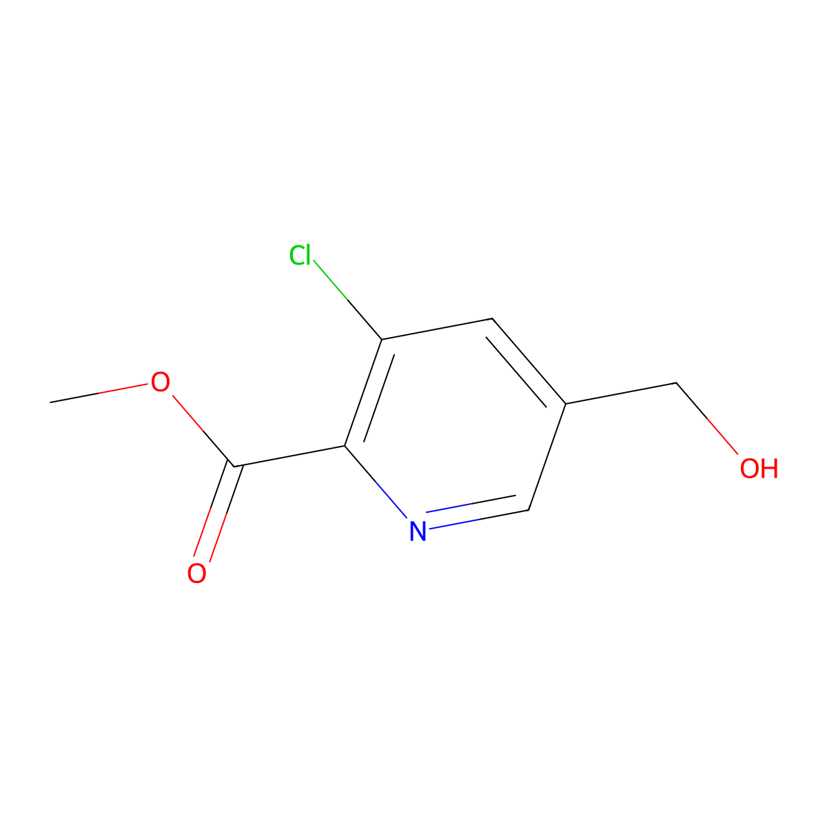 Methyl 3-chloro-5-(hydroxymethyl)picolinate molecular structure, CAS 1198016-49-7