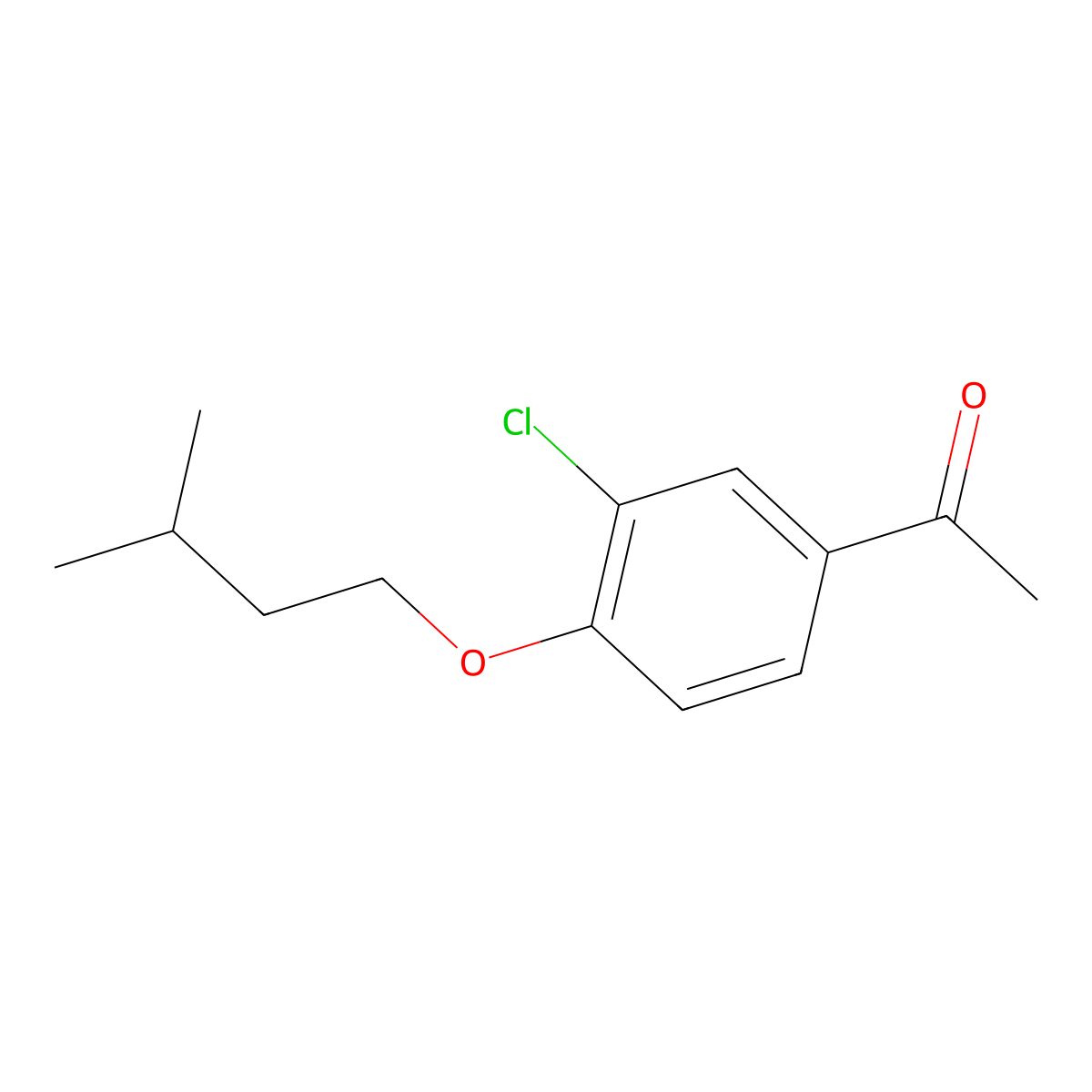 1-(3-Chloro-4-(isopentyloxy)phenyl)ethanone molecular structure, CAS 1198017-95-6