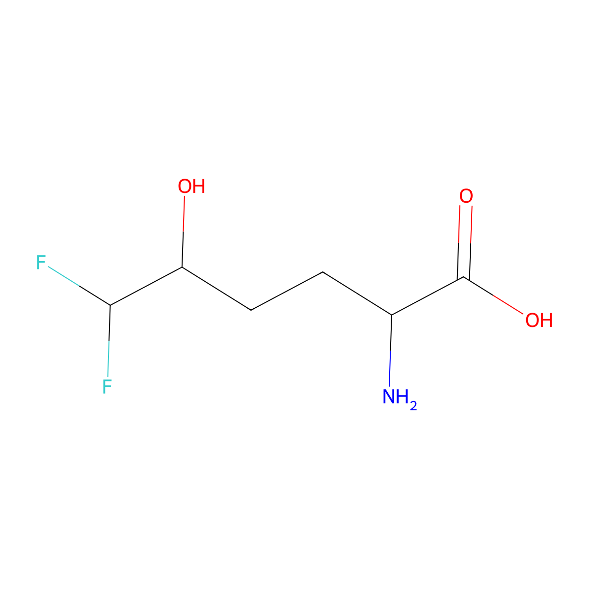 2-Amino-6,6-difluoro-5-hydroxyhexanoic acid molecular structure, CAS 1198018-29-9