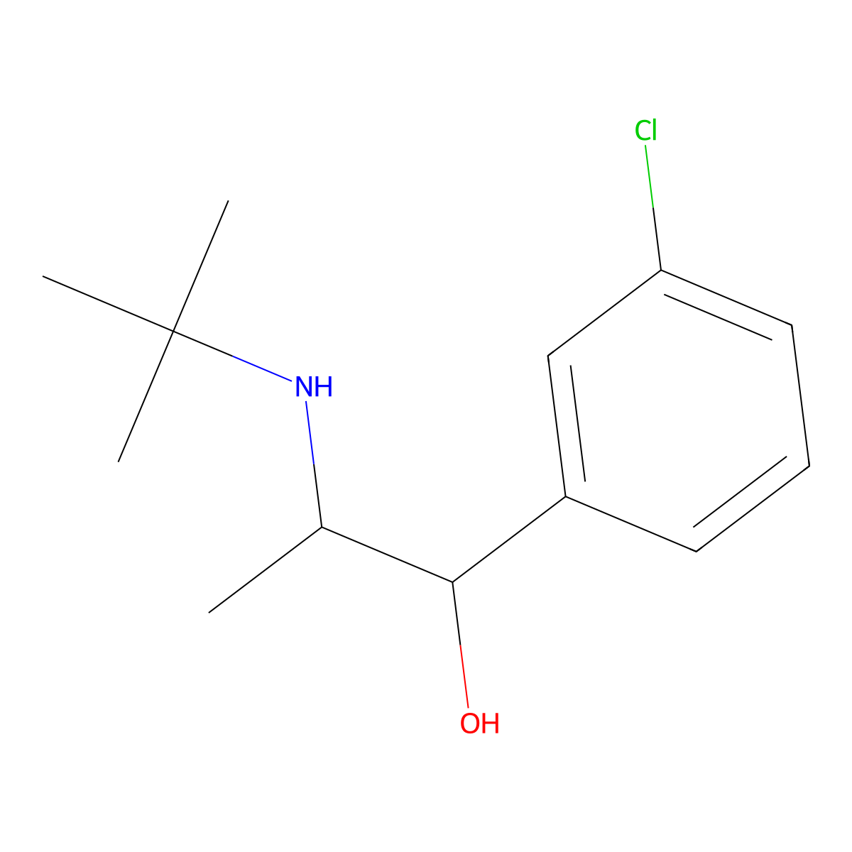 2-(tert-Butylamino)-1-(3-chlorophenyl)propan-1-ol molecular structure, CAS 119802-68-5