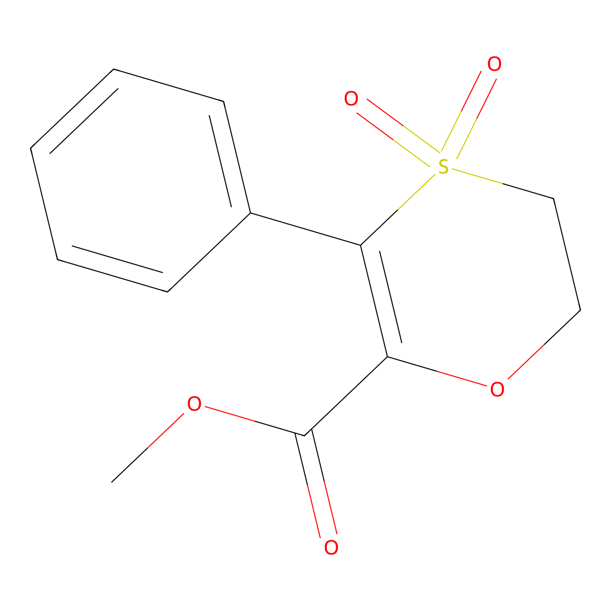 Methyl 3-phenyl-5,6-dihydro-1,4-oxathiine-2-carboxylate 4,4-dioxide molecular structure, CAS 119804-66-9