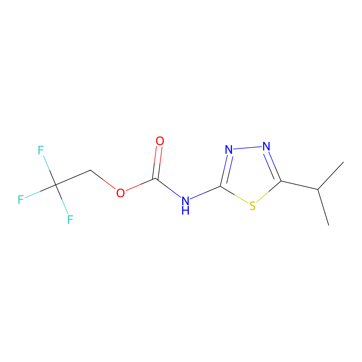 2,2,2-trifluoroethyl N-[5-(propan-2-yl)-1,3,4-thiadiazol-2-yl]carbamate molecular structure, CAS 1198062-38-2