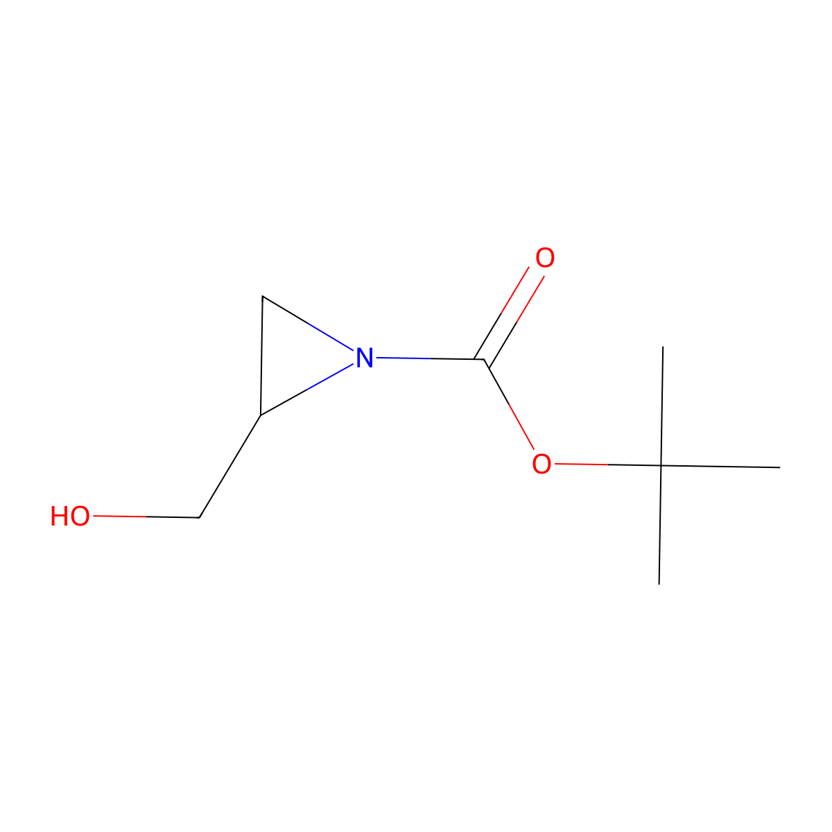 (S)-tert-butyl 2-(hydroxymethyl)aziridine-1-carboxylate molecular structure, CAS 1198080-11-3