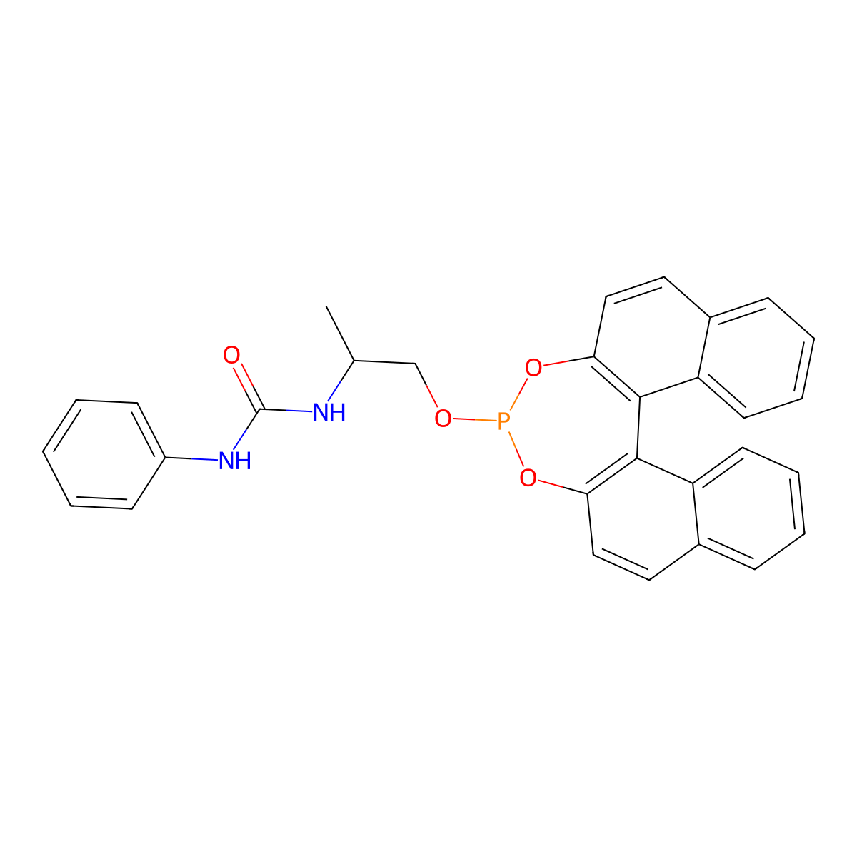 1-[1-(12,14-Dioxa-13-phosphapentacyclo[13.8.0.02,11.03,8.018,23]tricosa-1(15),2(11),3,5,7,9,16,18,20,22-decaen-13-yloxy)propan-2-yl]-3-phenylurea molecular structure, CAS 1198080-53-3