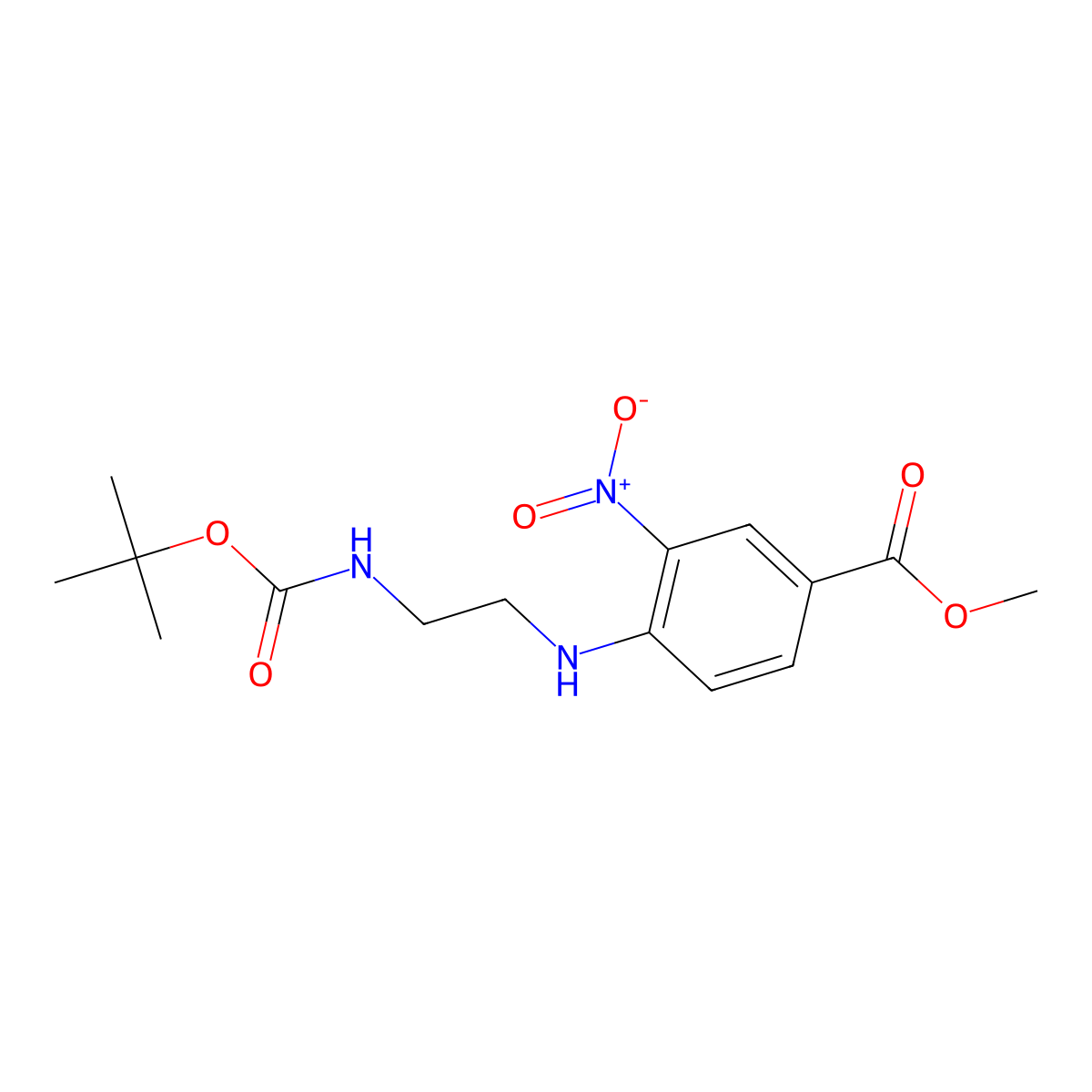 Methyl 4-({2-[(tert-butoxycarbonyl)amino]ethyl}amino)-3-nitrobenzoate molecular structure, CAS 1198093-70-7