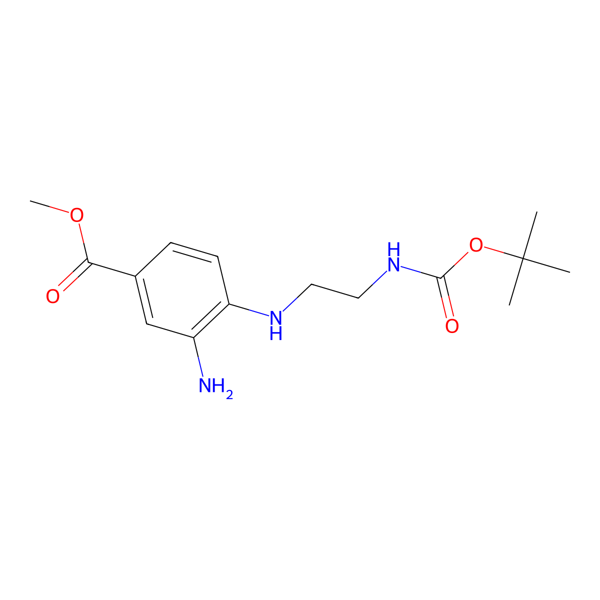 Methyl 3-amino-4-({2-[(tert-butoxycarbonyl)amino]ethyl}amino)benzoate molecular structure, CAS 1198093-71-8