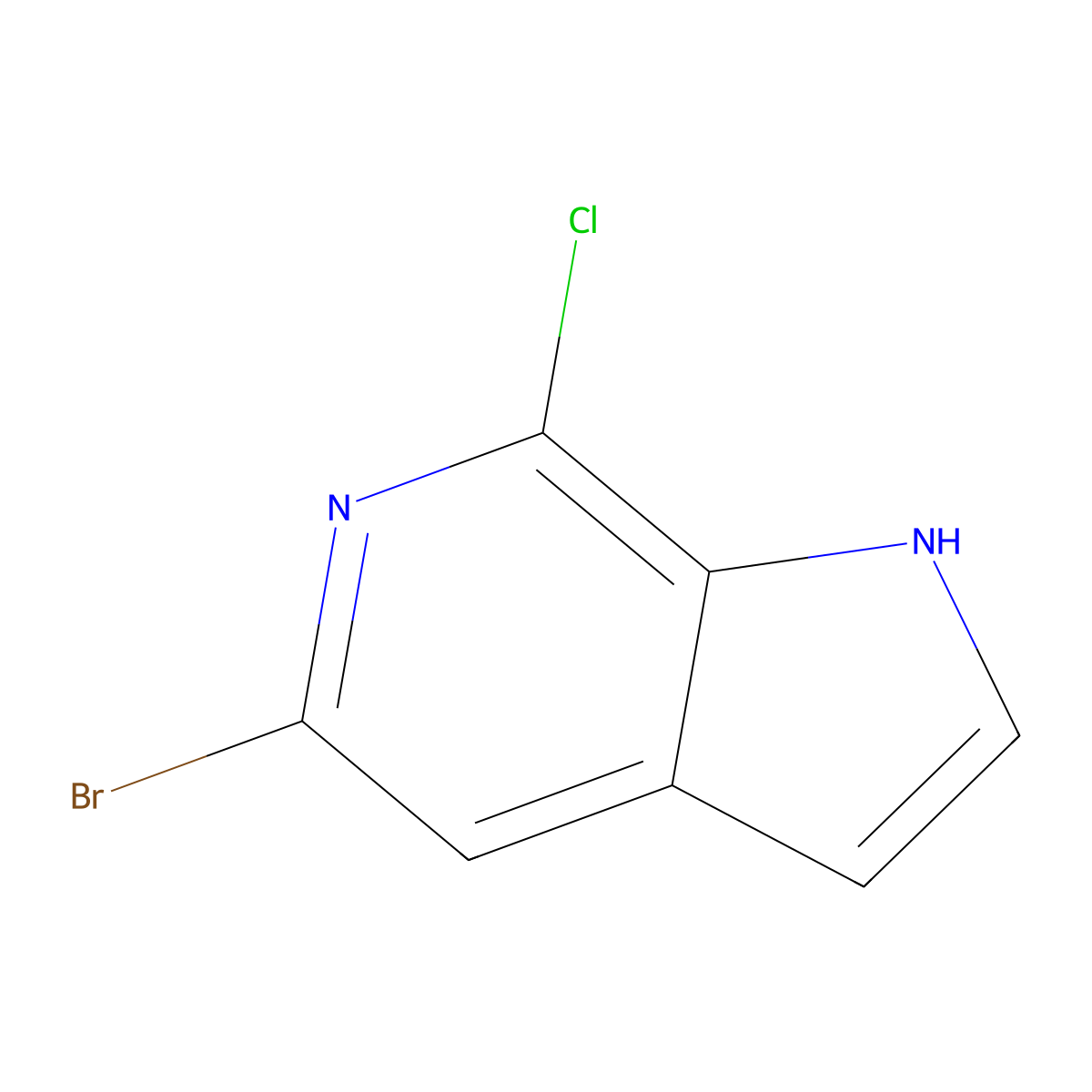 5-Bromo-7-chloro-1H-pyrrolo[2,3-c]pyridine molecular structure, CAS 1198096-48-8