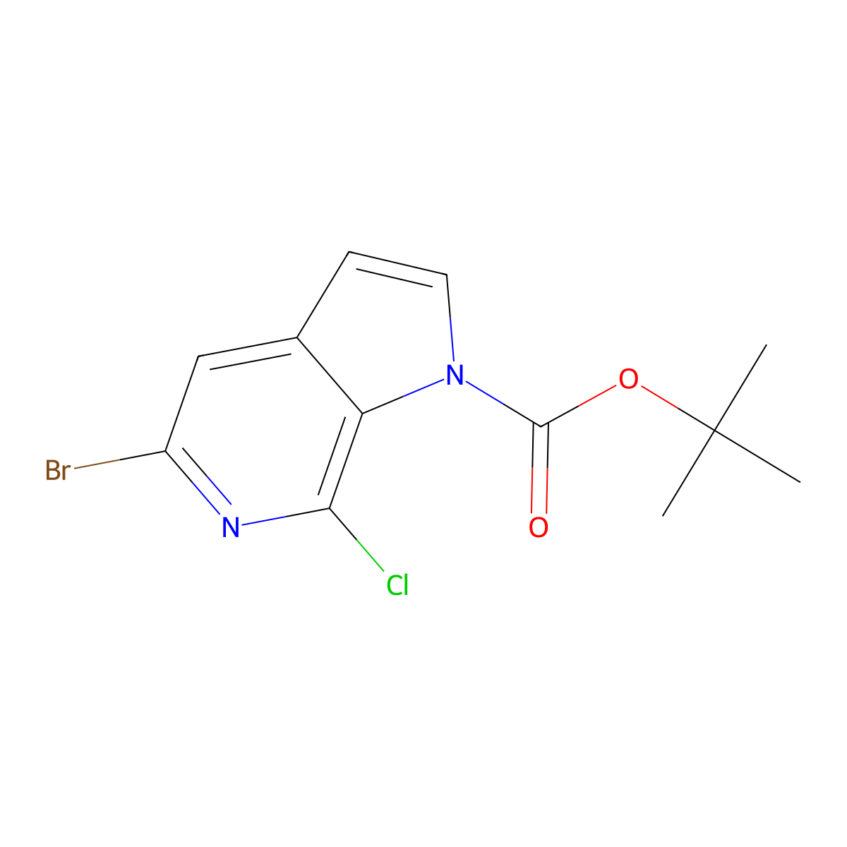tert-Butyl 5-bromo-7-chloro-1H-pyrrolo[2,3-c]pyridine-1-carboxylate molecular structure, CAS 1198096-55-7