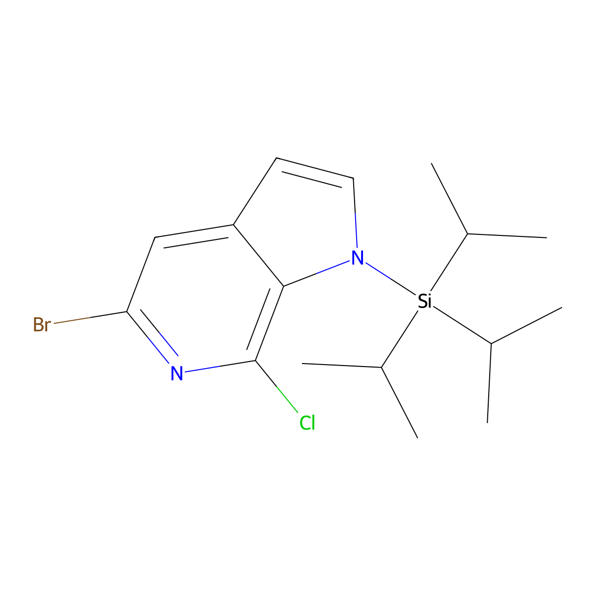 5-Bromo-7-chloro-1-(triisopropylsilyl)-1H-pyrrolo[2,3-c]pyridine molecular structure, CAS 1198096-80-8