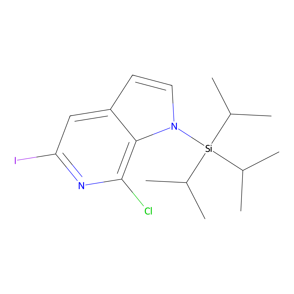 7-Chloro-5-iodo-1-(triisopropylsilyl)-1H-pyrrolo[2,3-c]pyridine molecular structure, CAS 1198097-05-0