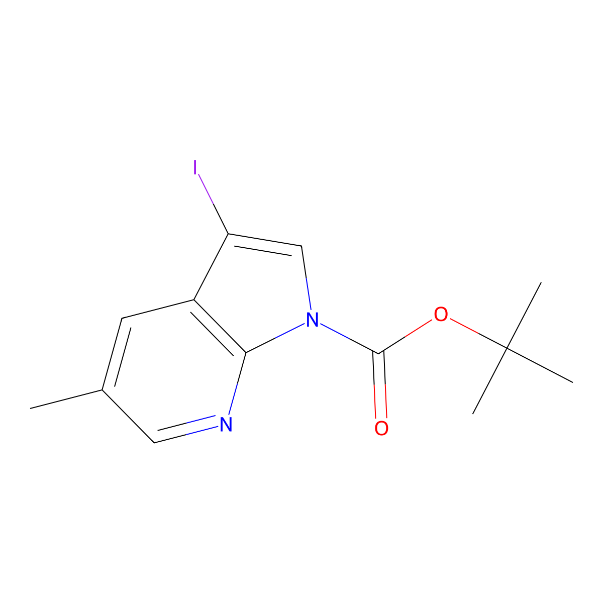 tert-Butyl 3-iodo-5-methyl-1H-pyrrolo[2,3-b]pyridine-1-carboxylate molecular structure, CAS 1198097-29-8