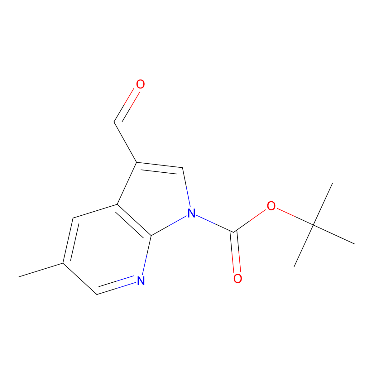 tert-Butyl 3-formyl-5-methyl-1H-pyrrolo[2,3-b]pyridine-1-carboxylate molecular structure, CAS 1198097-53-8