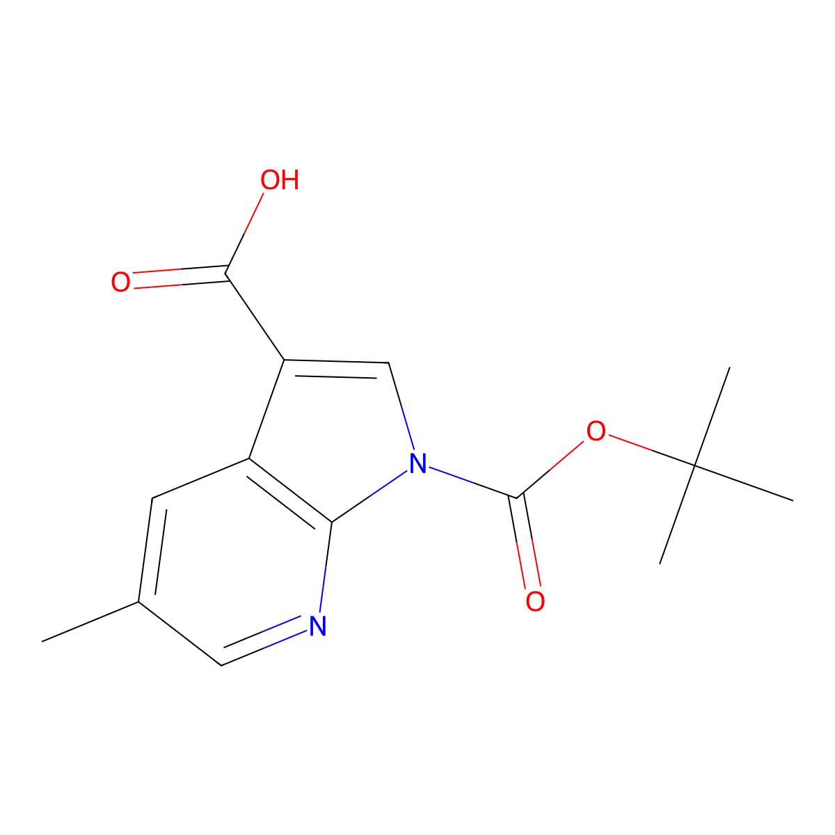 1-(tert-Butoxycarbonyl)-5-methyl-1H-pyrrolo[2,3-b]pyridine-3-carboxylic acid molecular structure, CAS 1198097-92-5