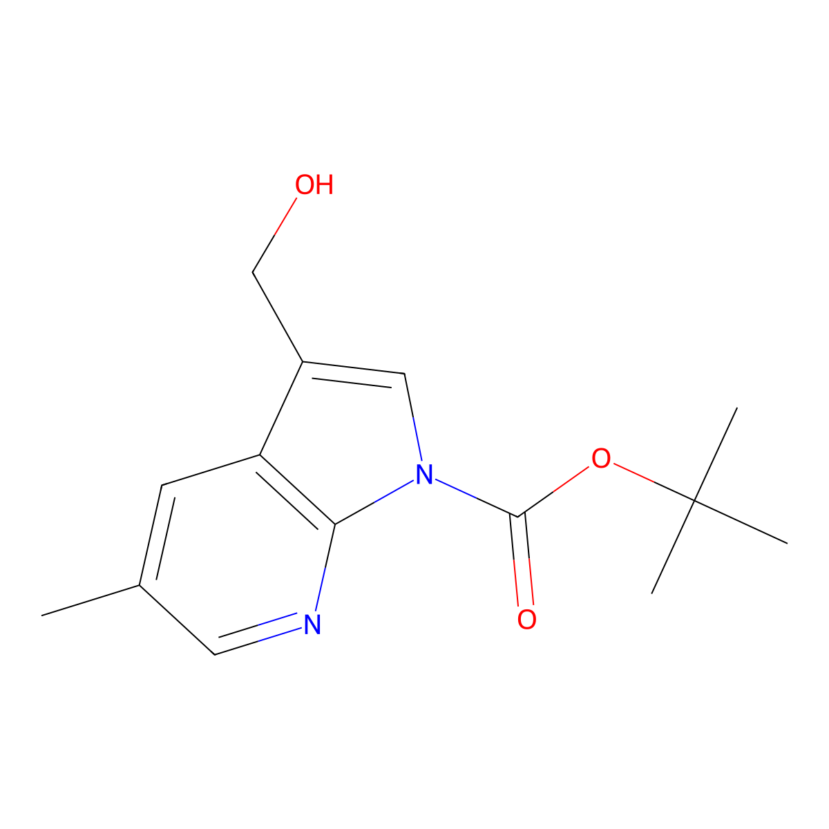 tert-Butyl 3-(hydroxymethyl)-5-methyl-1H-pyrrolo[2,3-b]pyridine-1-carboxylate molecular structure, CAS 1198103-73-9