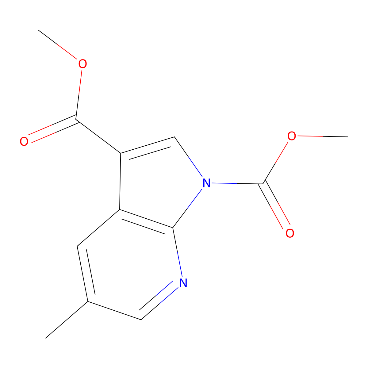 Dimethyl 5-methyl-1H-pyrrolo[2,3-b]pyridine-1,3-dicarboxylate molecular structure, CAS 1198106-53-4