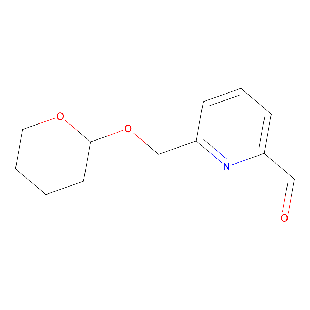 6-(((Tetrahydro-2H-pyran-2-yl)oxy)methyl)picolinaldehyde molecular structure, CAS 1198117-72-4