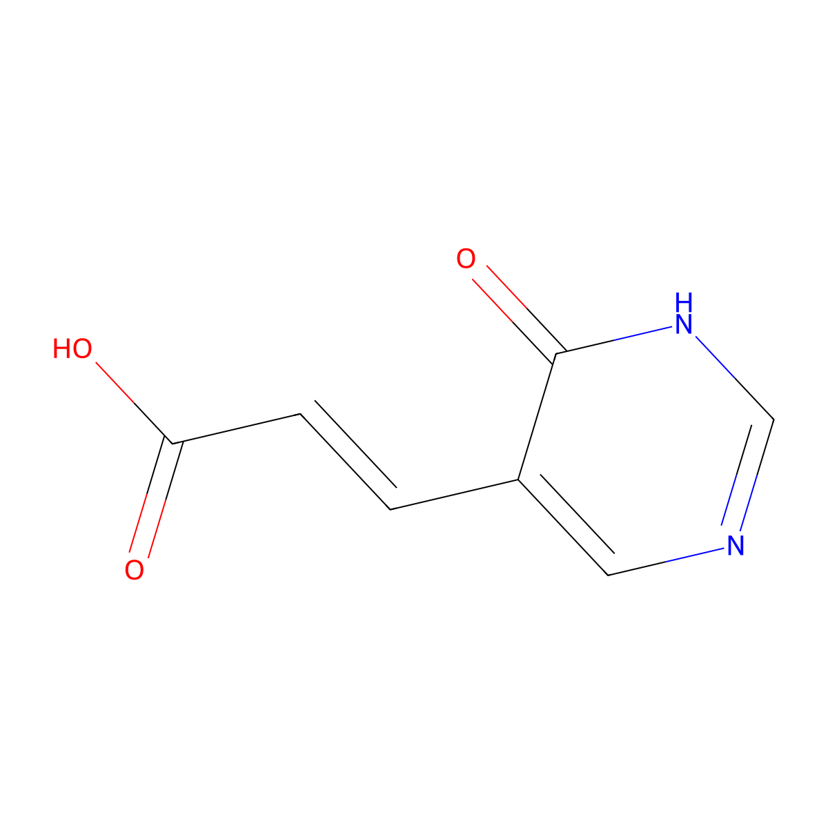 (2E)-3-(6-oxo-1,6-dihydropyrimidin-5-yl)prop-2-enoic acid molecular structure, CAS 119813-25-1