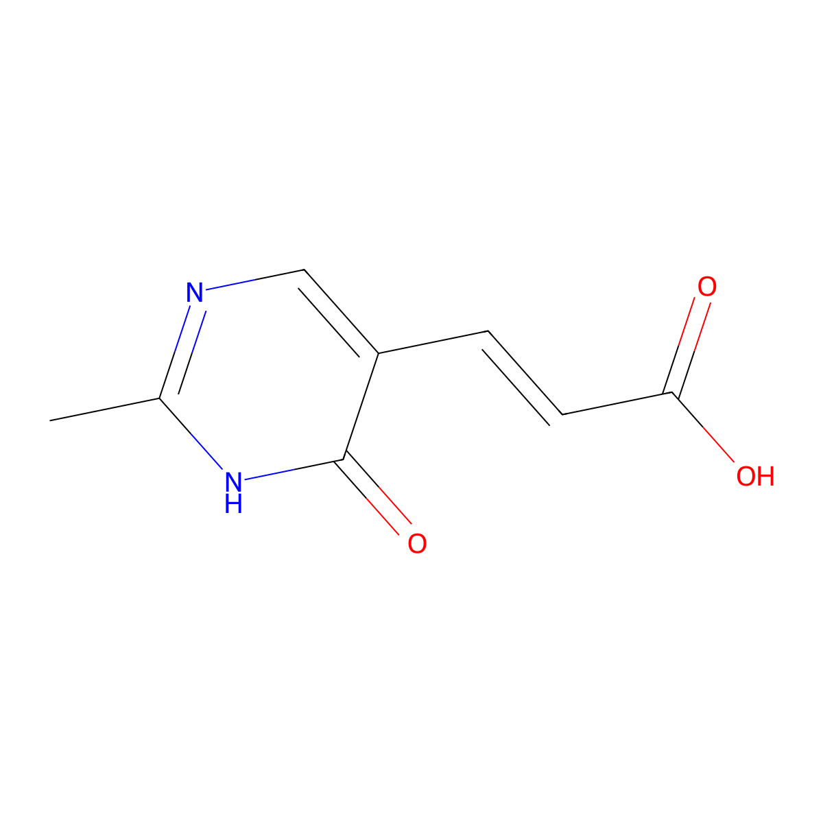 2-Propenoic acid, 3-(1,6-dihydro-2-methyl-6-oxo-5-pyrimidinyl)- molecular structure, CAS 119813-26-2