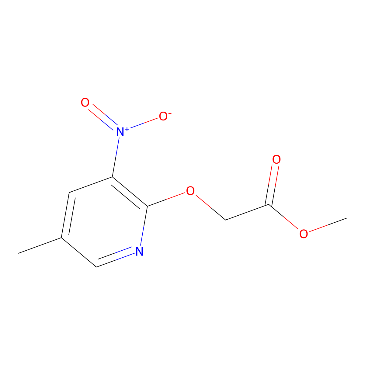(5-Methyl-3-nitro-pyridin-2-yloxy)-acetic acid methyl ester molecular structure, CAS 1198154-57-2