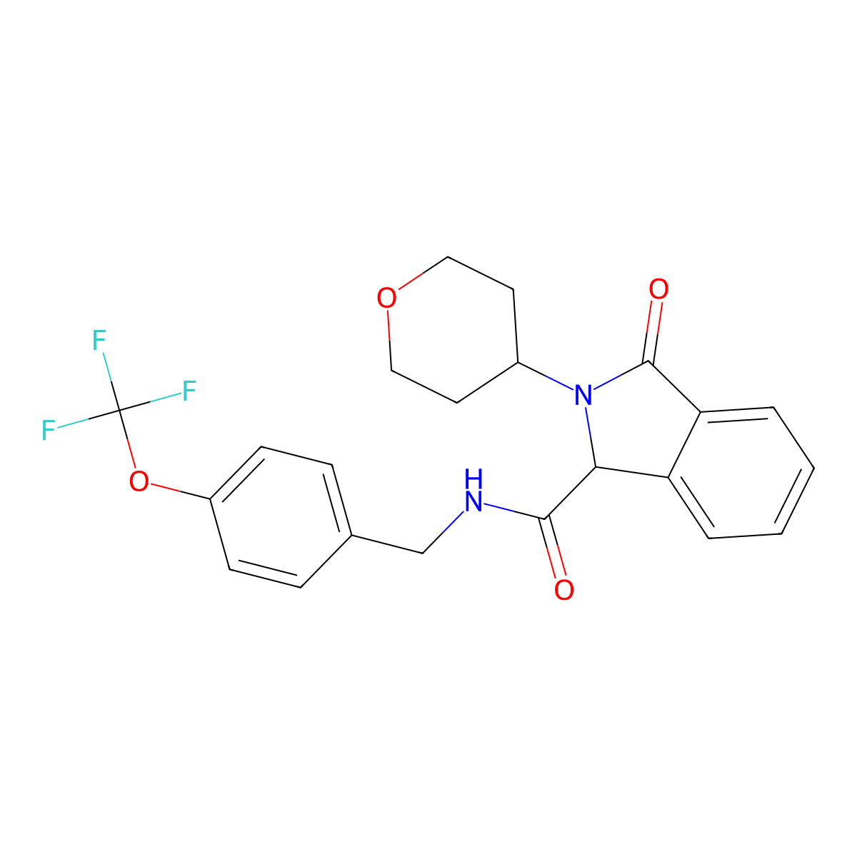 2,3-Dihydro-3-oxo-2-(tetrahydro-2H-pyran-4-yl)-N-[[4-(trifluoromethoxy)phenyl]methyl]-1H-isoindole-1-carboxamide molecular structure, CAS 1198160-14-3