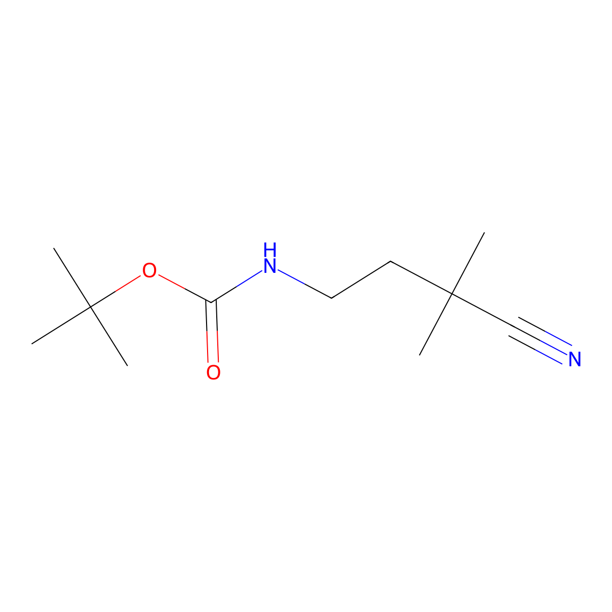 tert-butyl N-(3-cyano-3,3-dimethylpropyl)carbamate molecular structure, CAS 1198163-61-9