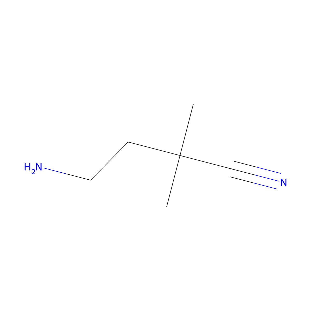 4-Amino-2,2-dimethylbutanenitrile molecular structure, CAS 1198163-62-0