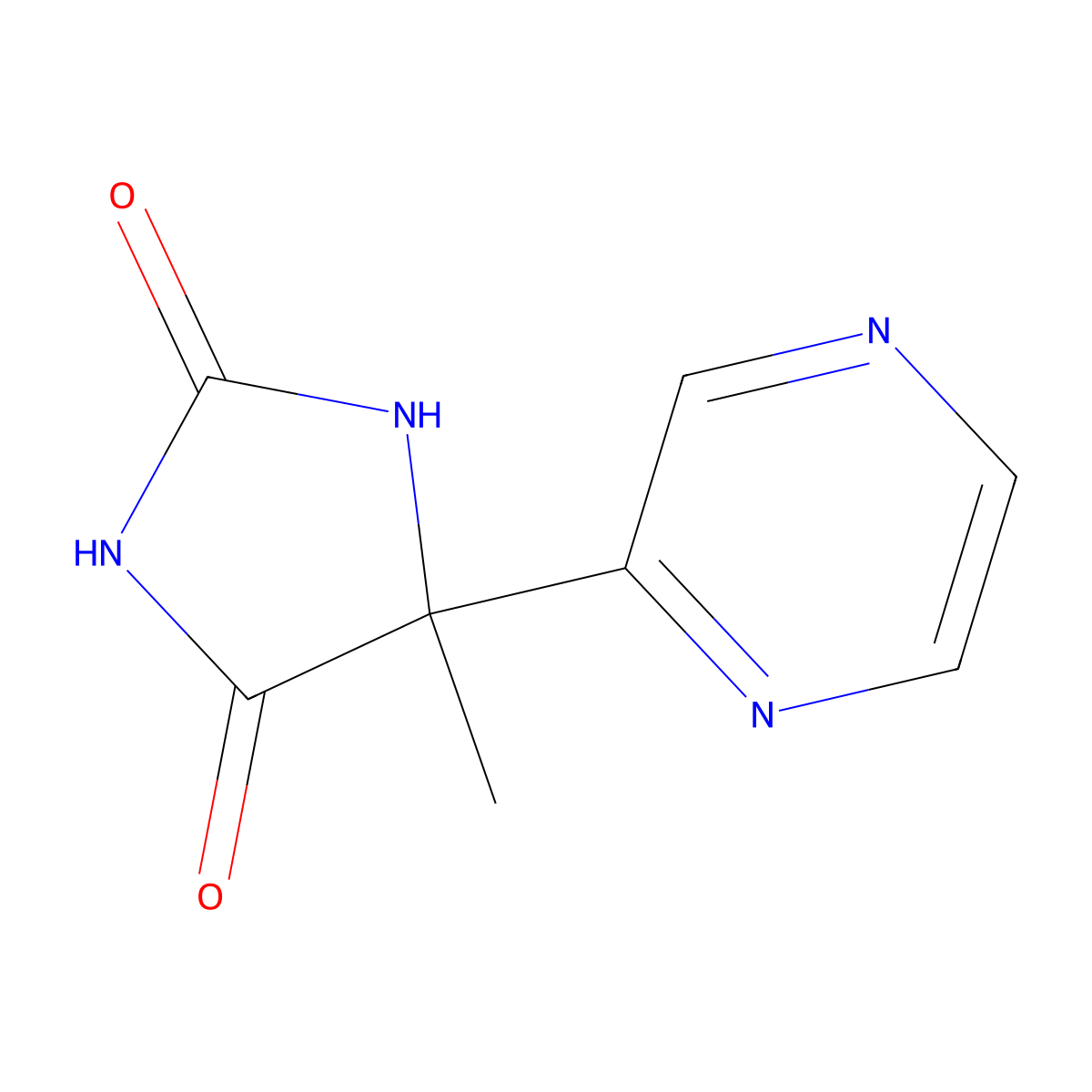 5-Methyl-5-(pyrazin-2-yl)imidazolidine-2,4-dione molecular structure, CAS 1198166-86-7