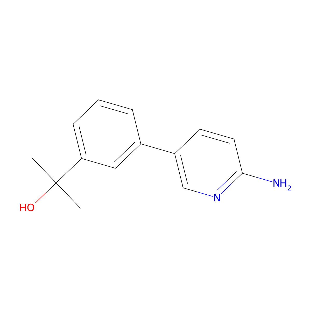 2-(3-(6-Aminopyridin-3-yl)phenyl)propan-2-ol molecular structure, CAS 1198211-08-3
