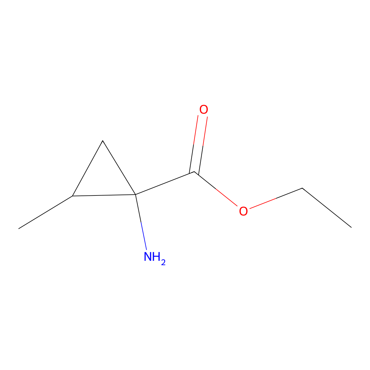 rac-ethyl (1R,2R)-1-amino-2-methylcyclopropane-1-carboxylate molecular structure, CAS 1198216-16-8