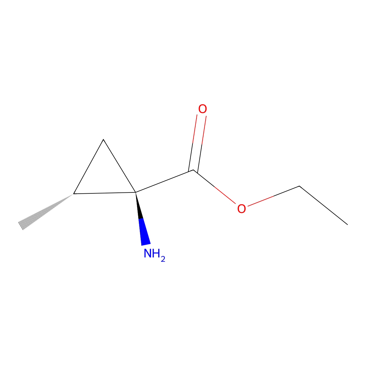 rac-ethyl (1R,2R)-1-amino-2-methylcyclopropane-1-carboxylate molecular structure, CAS 1198216-16-8