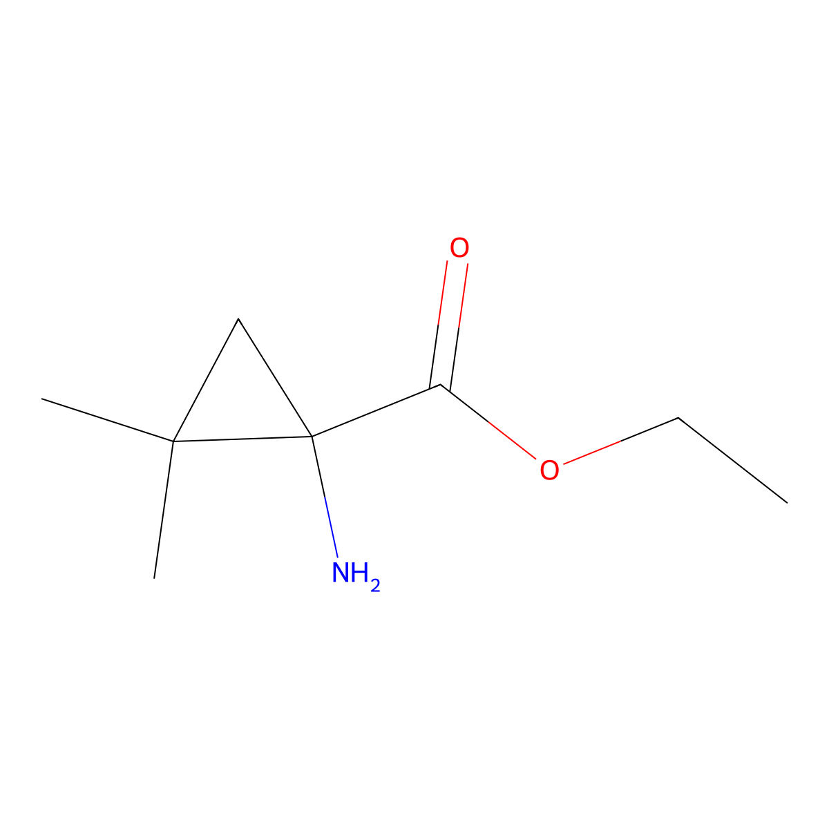 Ethyl 1-amino-2,2-dimethylcyclopropane-1-carboxylate molecular structure, CAS 1198216-20-4