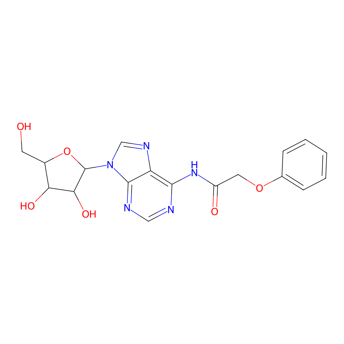 N-(9-((2R,3R,4S,5R)-3,4-dihydroxy-5-(hydroxymethyl)tetrahydrofuran-2-yl)-9H-purin-6-yl)-2-phenoxyacetamide molecular structure, CAS 119824-65-6